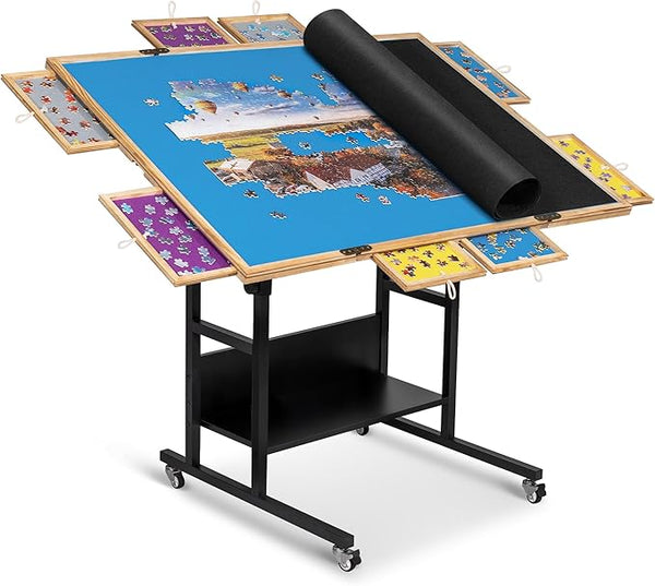 2000 Pieces Puzzle Table with 4 Wheels 360° Rotating Surface