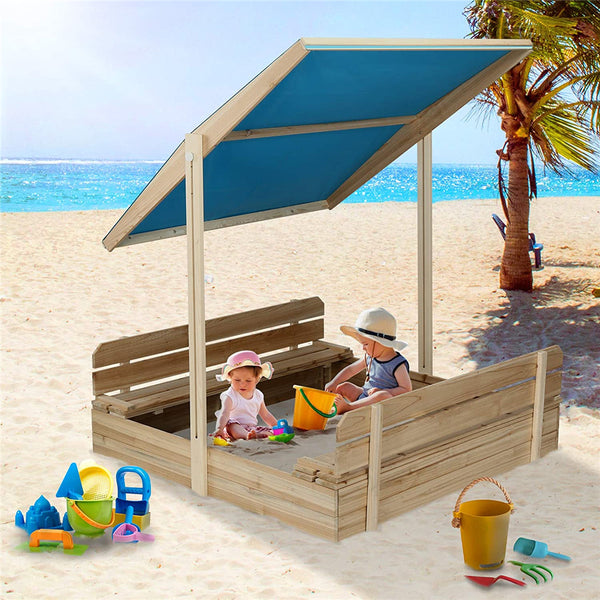 WS20 Kids Sandbox, Wooden Adjustable Lid Bench Seats