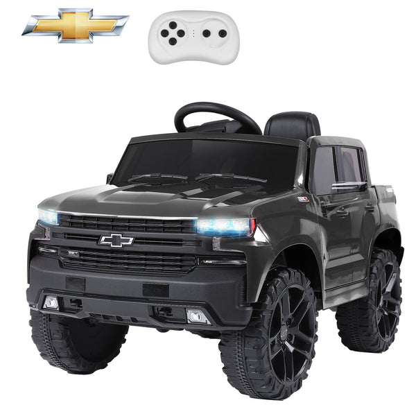 Licensed Chevrolet Silverado Kids Electric Ride on Toys,Battery Powered 12V Child Ride on Truck Car w/ Parent Remote Control and Storage Trunk
