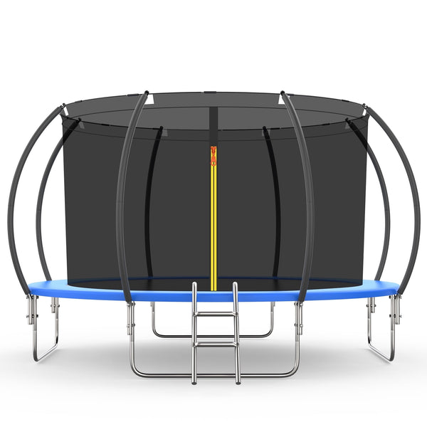 trampoline-with-enclosure-net-600-lbs-10ft-new-upgraded-recreational-with-waterproof-jump-mat-ladder-front-view
