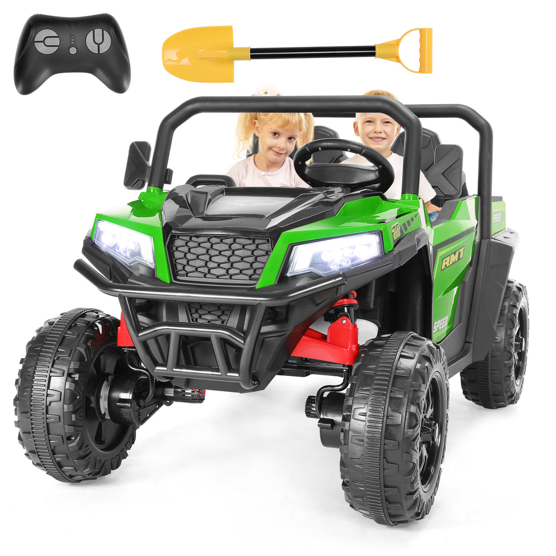 kids-ride-on-car-2-seater-electric-toys-bluetooth-remote-control-24v-green